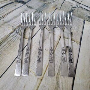 6 Assorted Oxford Hall Stainless Japan Hors d'oeuvres Forks